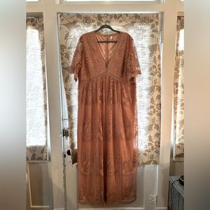 Pinkblush  maternity size 2X Mauve boho maxi dress